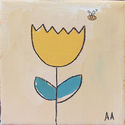 Tulip and the Bee 5"x5" Tulip and the Bee 5"x5"